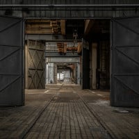 Papier Peint Panoramique Hangar Trompe l'Oeil