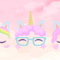 Papier Peint Panoramique Licornes Visages