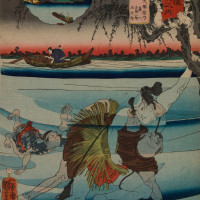 Papier Peint Panoramique Estampe 19e siècle Utagawa Kuniyoshi - Itabashi