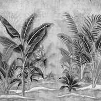 Papier Peint Panoramique Jungle Noir et Blanc 2