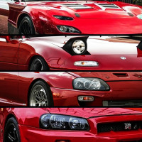 Papier Peint Panoramique Voiture Japonaise Rouge