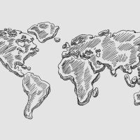 Papier Peint Panoramique Mappemonde Dessin