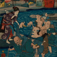 Papier Peint Panoramique Estampe 19e siècle Utagawa Kuniyoshi - Gōdo
