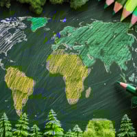 Papier Peint Panoramique Mappemonde Dessin 3