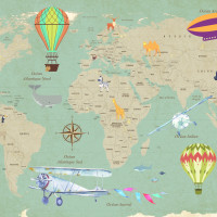 Papier Peint Panoramique Carte Exploration Animaux