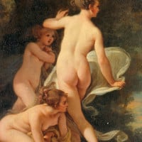 Papier Peint Panoramique Peinture 18e siècle Jacques Vallin - Nymphes