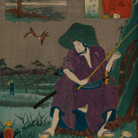 Papier Peint Panoramique Estampe 19e siècle Utagawa Kuniyoshi - Takamiya