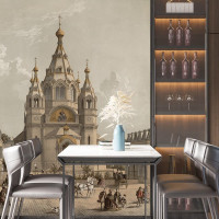 Papier Peint Panoramique Peinture 19e siècle Charles-Claude Bachelier - L'église russe de Paris