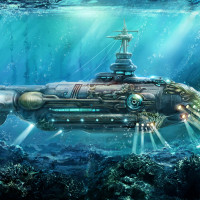 Papier Peint Panoramique Sous Marin Steampunk