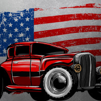 Papier Peint Panoramique Hotrod USA