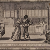 Papier Peint Panoramique Estampe 19e siècle Abraham Bosse - J'ai la siringue en main