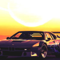 Papier Peint Panoramique BMW couché de soleil