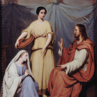 Papier Peint Panoramique Peinture 19e siècle Henry Scheffer - Jésus chez Marthe et Marie