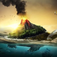 Papier Peint Panoramique Tortue Volcan