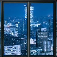 Papier Peint Panoramique Trompe l'Oeil Ville fenêtre