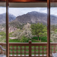 Papier Peint Panoramique Trompe l'Oeil Montagne balcon
