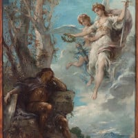 Papier Peint Panoramique Peinture 19e Henri-Léopold Lévy - Le Rêve du chevalier