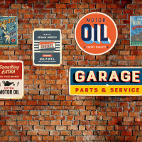 Papier Peint Panoramique Mur de Brique Plaques Vintage