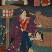 Papier Peint Panoramique Estampe 19e siècle Utagawa Kuniyoshi - Okegawa