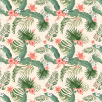 Papier Peint Panoramique Jungle Motifs Fleurs et Feuilles