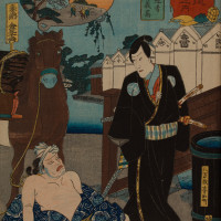 Papier Peint Panoramique Estampe 19e siècle Utagawa Kuniyoshi - Kusatsu