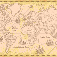 Papier Peint Panoramique Mappemonde Vintage