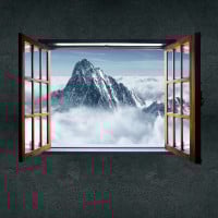 Papier Peint Panoramique Fenêtre Montagne