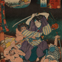 Papier Peint Panoramique Estampe 19e siècle Utagawa Kuniyoshi - Midono