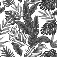 Papier Peint Panoramique Feuilles Tropical Noir