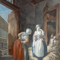Papier Peint Panoramique Peinture 18e siècle Pierre-Antoine Baudouin - La Paysanne querellée par sa mère