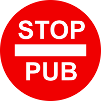 Sticker Stop Pub rond rouge