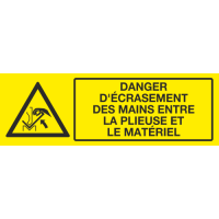 Panneau Danger d'écrasement des mains