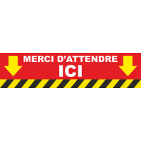 Autocollant Merci d'attendre ici COVID19