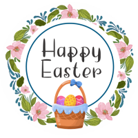 Sticker Vitrine Deco Paques Couronne