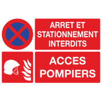 Panneau Arrêt et stationnement interdits accès pompiers