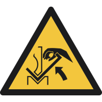 W031- ISO 7010 - Panneau Danger, Écrasement de la main entre une presse plieuse et le matériau