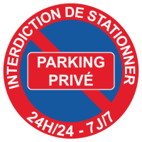 Sticker Panneau Interdiction de Stationner Parking Privé Rouge