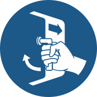 M037- ISO 7010 - Panneau Fermer et attacher les trappes dans l’ordre de lancement