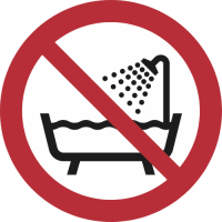 P026- ISO 7010 - Panneau Ne pas utiliser ce dispositif dans une baignoire, une douche ou un réservoir rempli d’eau