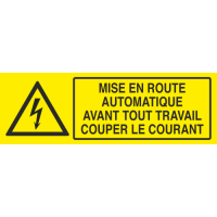 Panneau Mise en route automatique couper le courant