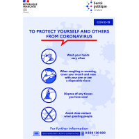 Autocollant Affiche Consignes COVID-19 Anglais