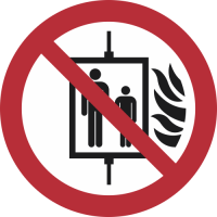 P020- ISO 7010 - Panneau Interdiction d’utiliser l’ascenseur en cas d’incendie
