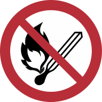 P003- ISO 7010 - Panneau Flammes nues interdites; Feu et source d’allumage non protégée interdits, interdiction de fumer
