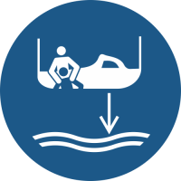 M041- ISO 7010 - Panneau Abaisser le canot de sauvetage à l’eau dans l’ordre de lancement