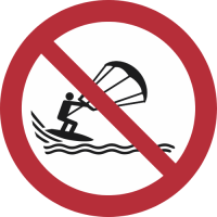 P065- ISO 7010 - Panneau Pratique du kitesurf interdite