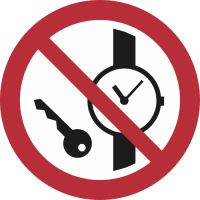 P008- ISO 7010 - Panneau Articles métalliques ou montres interdits