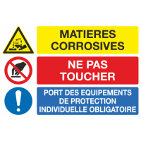 Panneau Matières corrosives ne pas toucher port d'équipement de protection