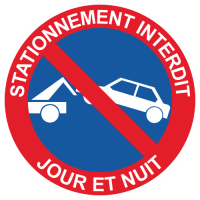 Sticker Panneau Stationnement Interdit Jour et Nuit Dépanneuse