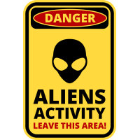 Autocollant Panneau Danger Alien