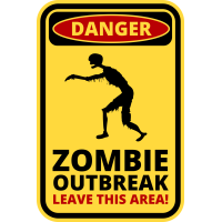 Autocollant Panneau Danger Zombie